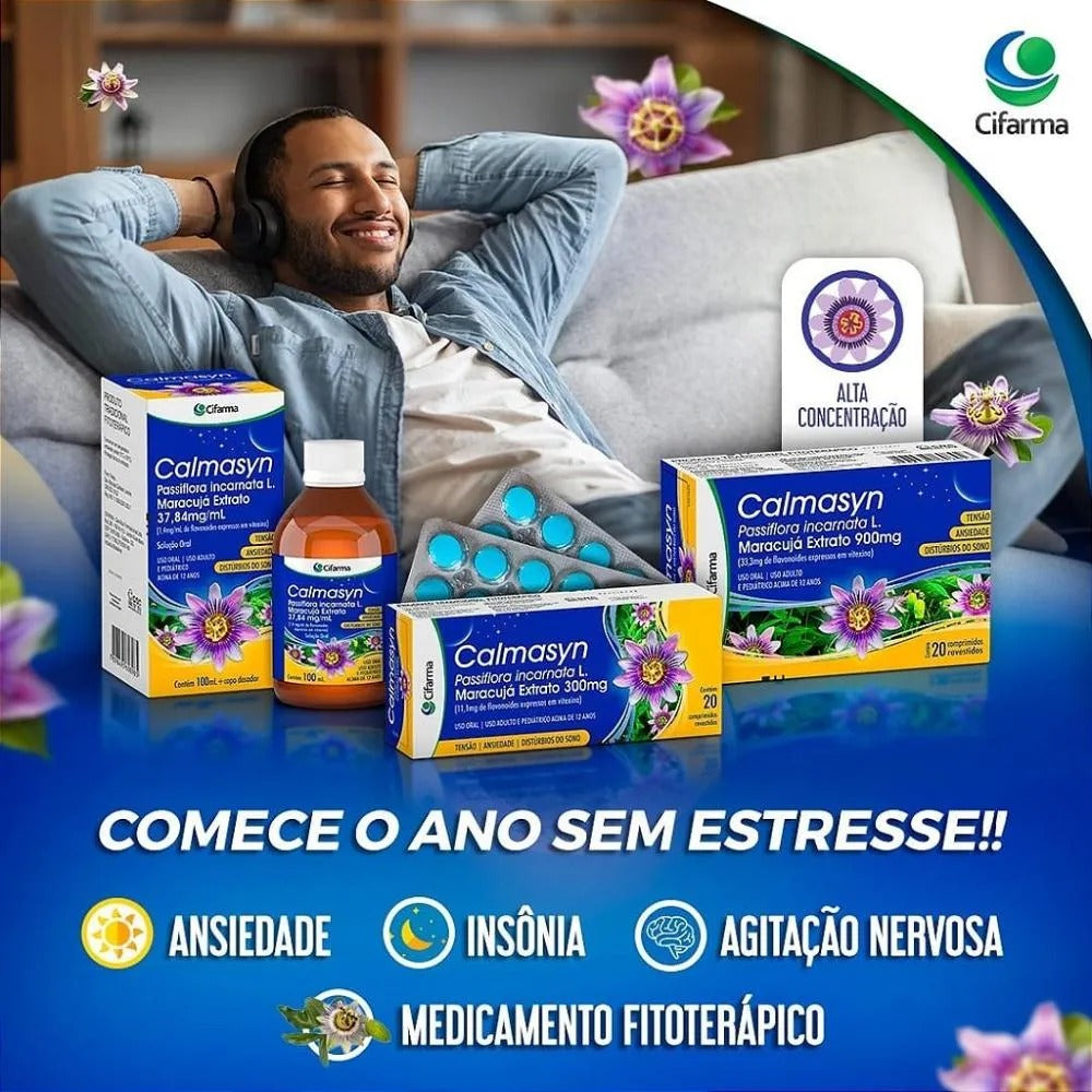 Calmante Natural Calmasyn 300mg com 20 Comprimidos - Cifarma