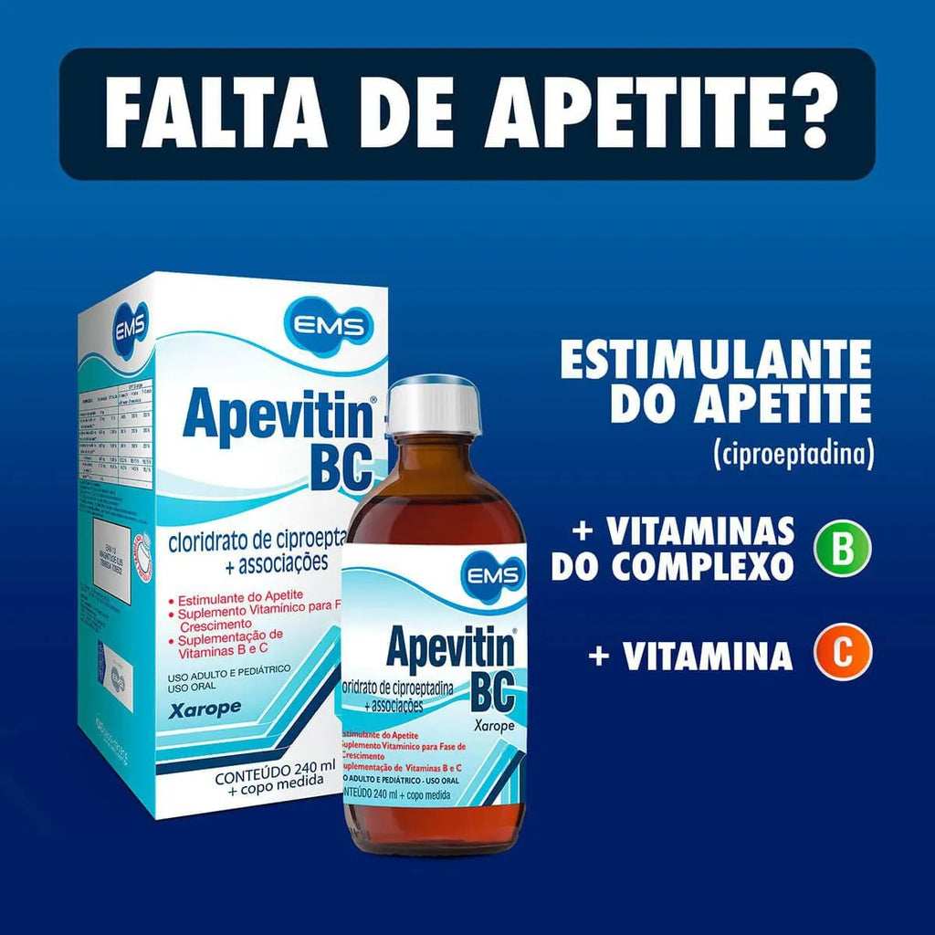 Xarope de Estimulante de Apetite Apetivin BC 240ml - EMS